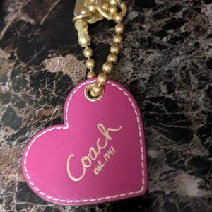 COACH 1941 PINK HEART KEYCHAIN CHARM